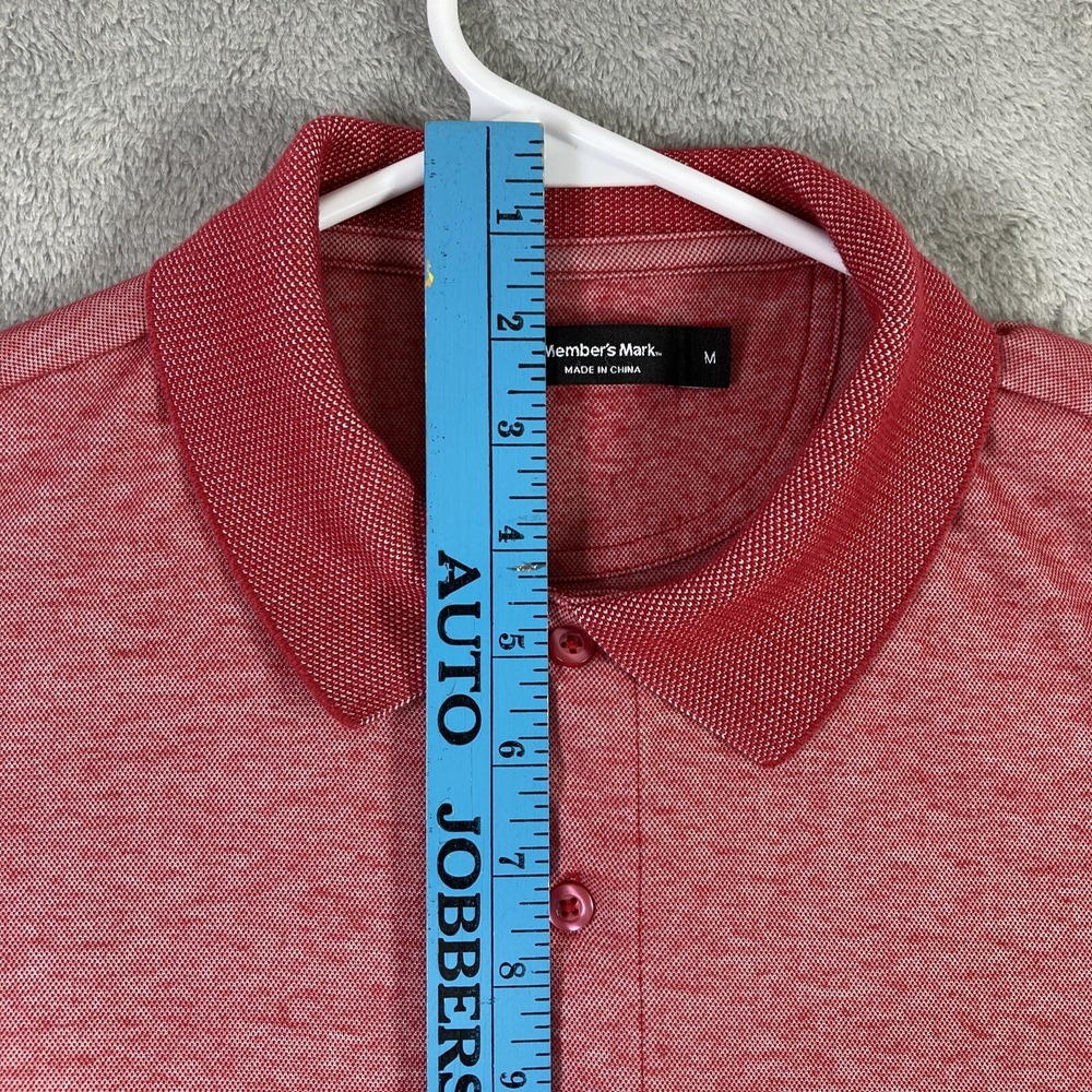 Members Mark Polo Shirt Adult Medium Red Pima Cotton Blend Preppy Casual Comfort - Picture 6 of 12
